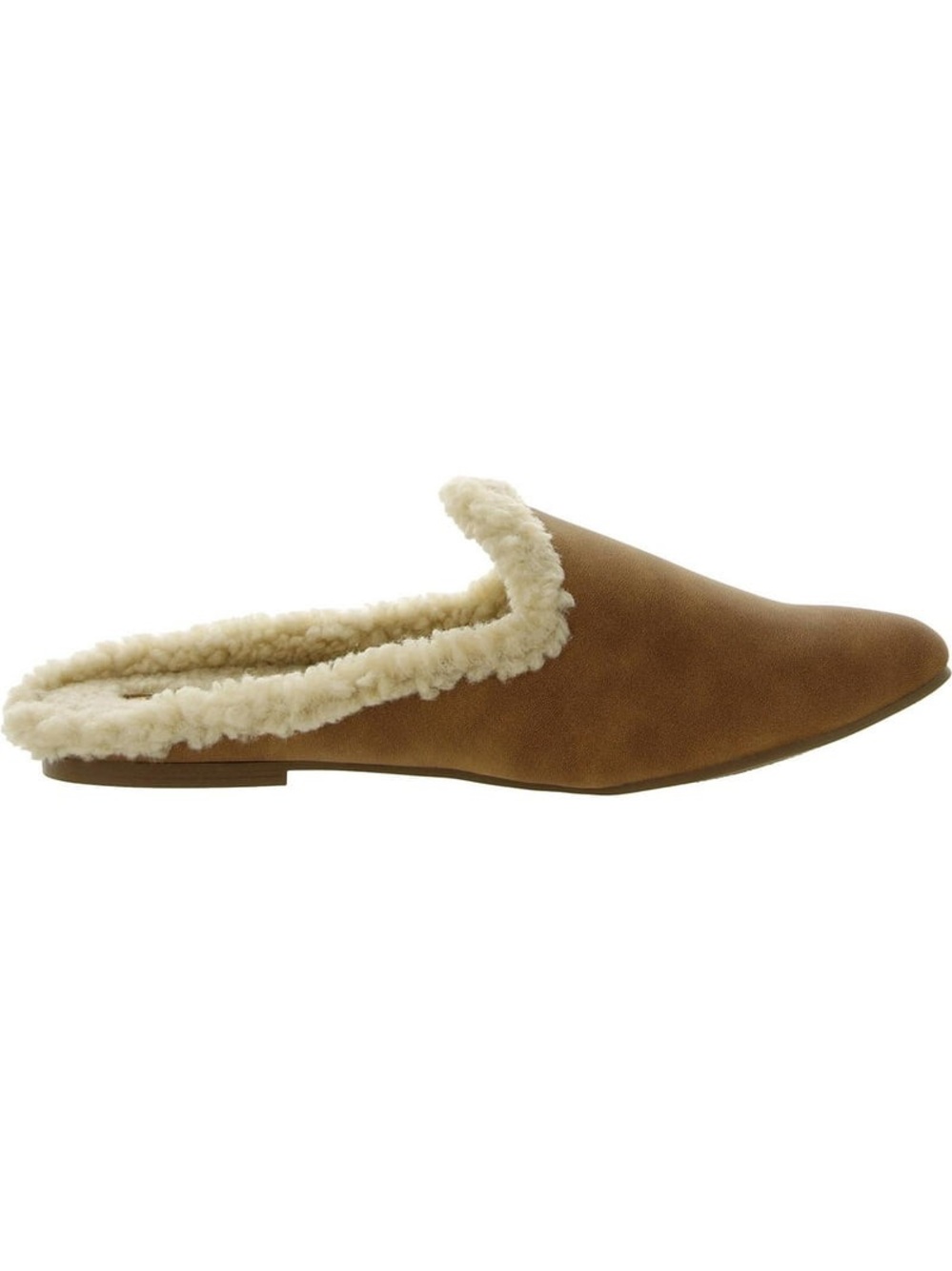 Sun & Stone / Cozy Suede Slip-On Mules with Sherpa Trim - Tan - Sz 8.5 - NIB